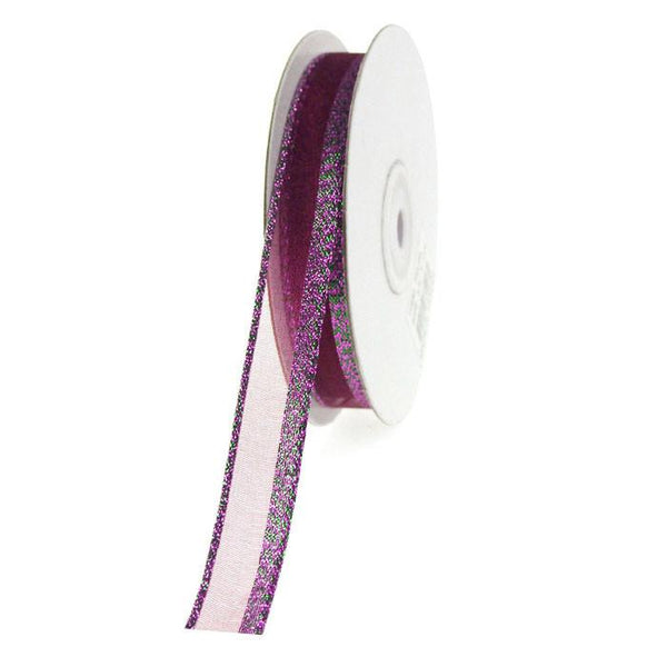 Sheer Ribbon Shimmer Edge, 5/8-inch, 15-yard, Purple