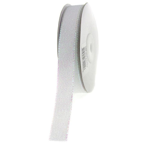 Shimmering Metallic Ribbon, 5/8-Inch, 25 Yards, Irisdecent White