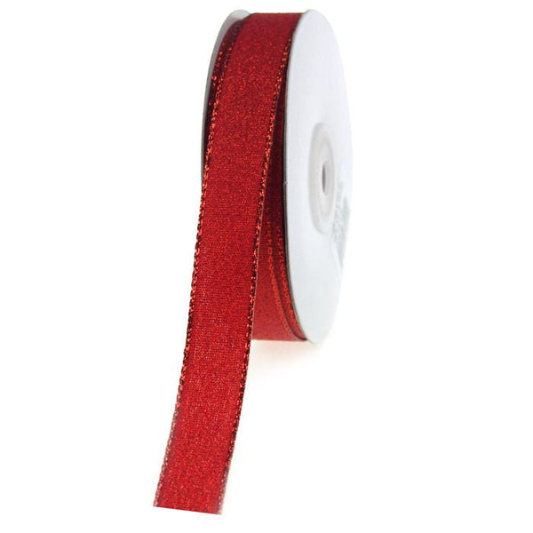Shimmering Metallic Ribbon, 5/8-Inch, 25 Yards, Red