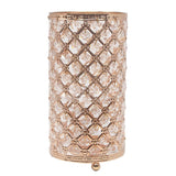 Metal Crystal Candle Holder with Hanging Beads, 9-1/2-Inch