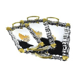 Reflective Serving Tray Set with Handles and Grape Accents, 3-Piece