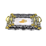 Reflective Serving Tray Set with Handles and Grape Accents, 3-Piece