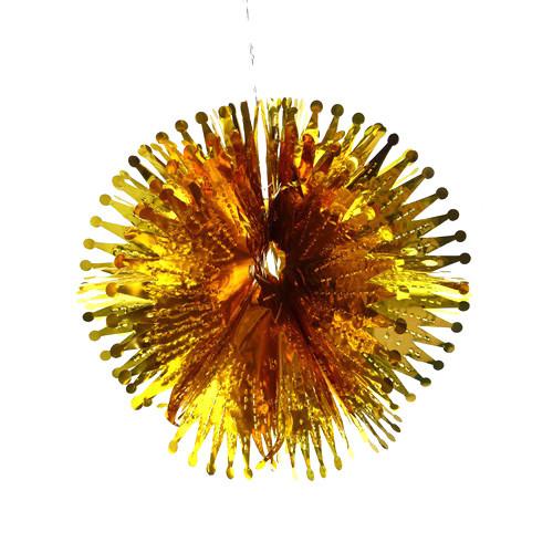 Pom Pom Metallic Foil Hanging Decor, 12-Inch, Gold