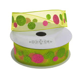 Glitter Dots Christmas Organza Ribbon Wired Edge, 1-1/2-Inch, 25 Yards