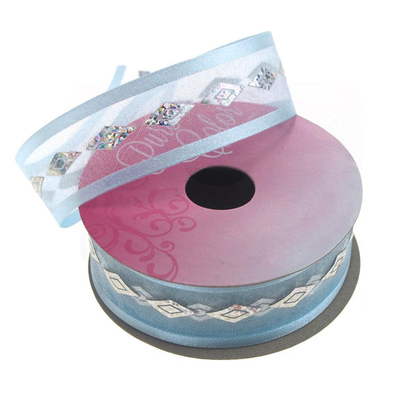 Harlequin Bling Center Sheer Ribbon, 1-1/2-Inch, 3 Yards, Light Blue