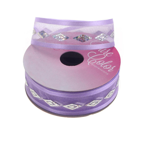 Harlequin Bling Center Sheer Ribbon, 1-1/2-Inch, 3 Yards, Lilac