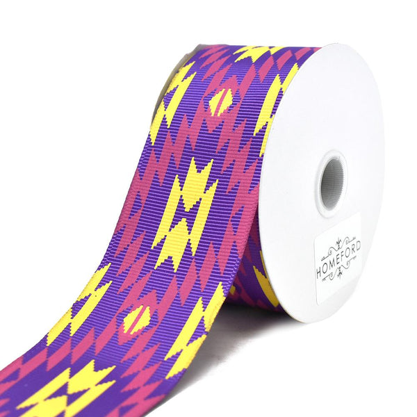 Southwestern Pattern Printed Ribbon, Purple, 1-1/2-Inch, 3-Yard
