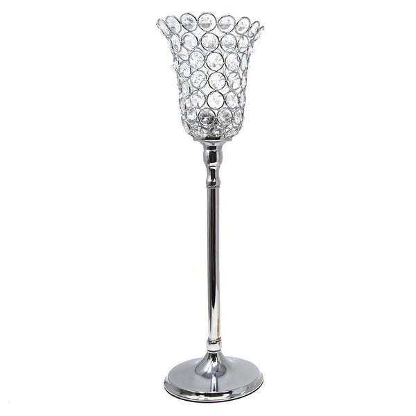Crystal Tulip Candle Holder Centerpiece, Silver, 18-1/2-Inch