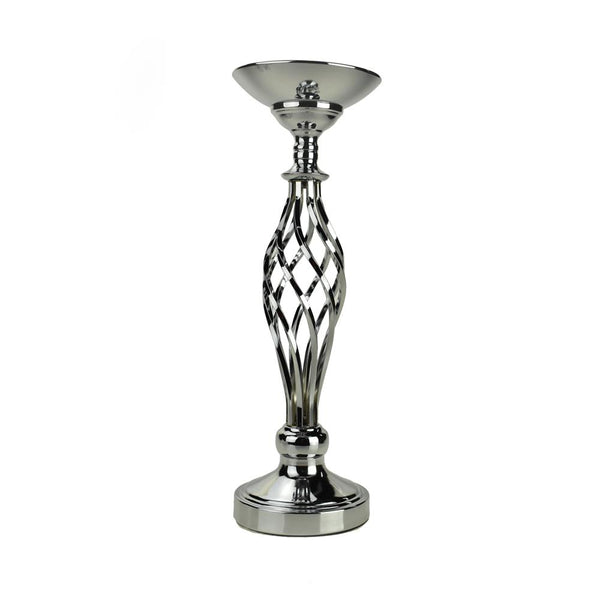 Twisted Candle Holder Metal Centerpiece, 17-3/4-Inch, Silver