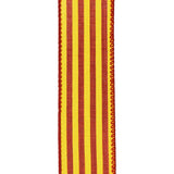 Autumn Cabana Stripes Faux Linen Wired Ribbon, 1-1/2-Inch, 10-Yard - Dark Orange/Yellow