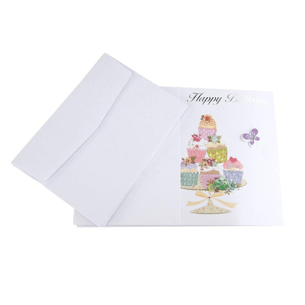 Happy Birthday 3D Invitations, Multicolor Cupcakes, 4-3/4-Inch x 6-3/4-Inch, 10-Count