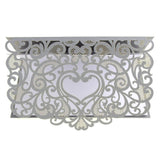 Paper Rectangular Laser-Cut Pearlescent Scroll Swirl Invitations with Heart, 7-1/4-Inch, 8 count