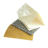 Paper Rectangular Laser-Cut Pearlescent Scroll Swirl Invitations with Heart, 7-1/4-Inch, 8 count
