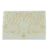 Paper Rectangular Laser-Cut Pearlescent Scroll Swirl Invitations with Heart, 7-1/4-Inch, 8 count