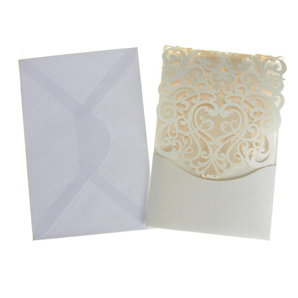 Blank Invitations Rectangle Laser Cut Design, Ivory, 7-1/4-Inch, 8-Count