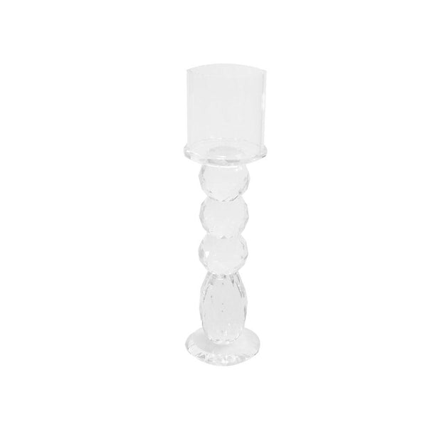 Clear Glass Crystal Candle Holder, 9-1/2-Inch