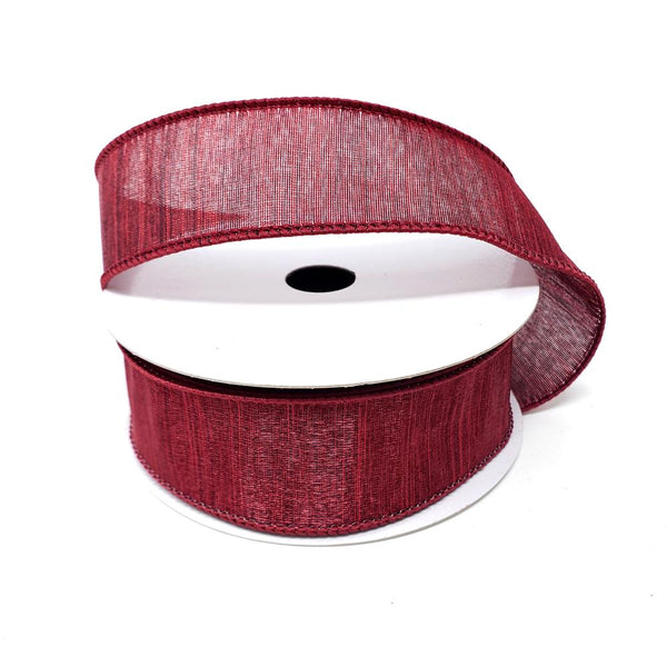 Woven Luster Wired Christmas Ribbon, Burgundy, 1-1/2-Inch, 10-Yard
