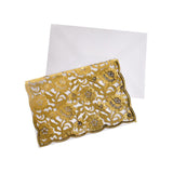 Rectangular Laser Cut Floral Imprint Blank Invitations, 7-1/4 Inch, 8-Piece, Gold
