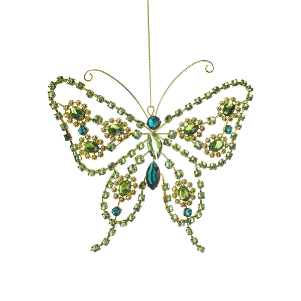 Rhinestone Butterfly Christmas Ornament, 7-Inch