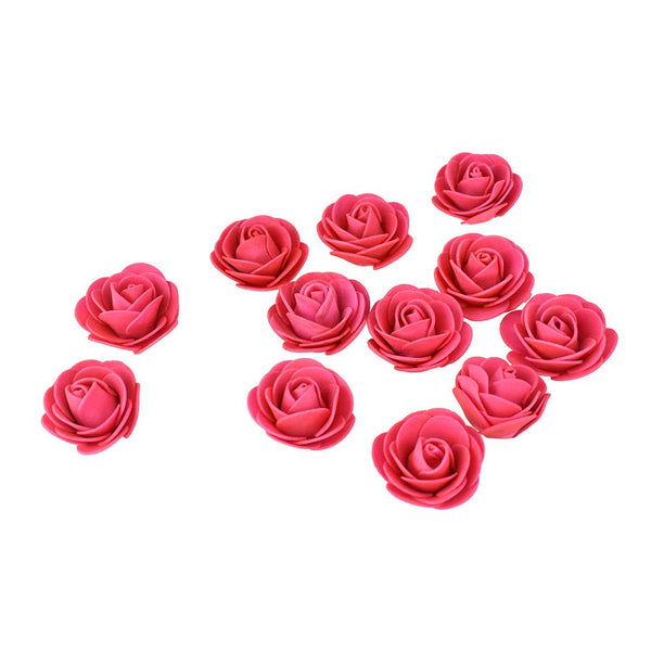 Craft Foam Roses, Fuchsia, 1-3/4-Inch, 12-Count