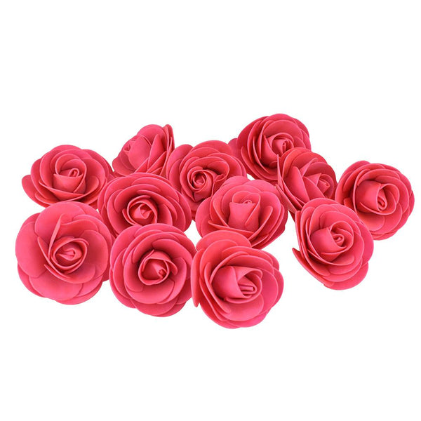 Craft Foam Roses, Fuchsia, 3-Inch, 12-Count