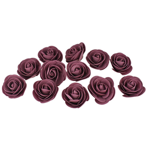 Craft Foam Roses, Mauve, 3-Inch, 12-Count
