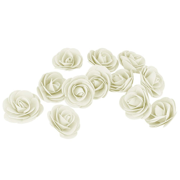 Craft Foam Roses, Ivory, 3-Inch, 12-Count