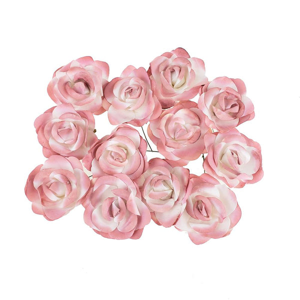 Rose Paper Flower Embellishment, 2-1/2-Inch, 12-Count, Mauve