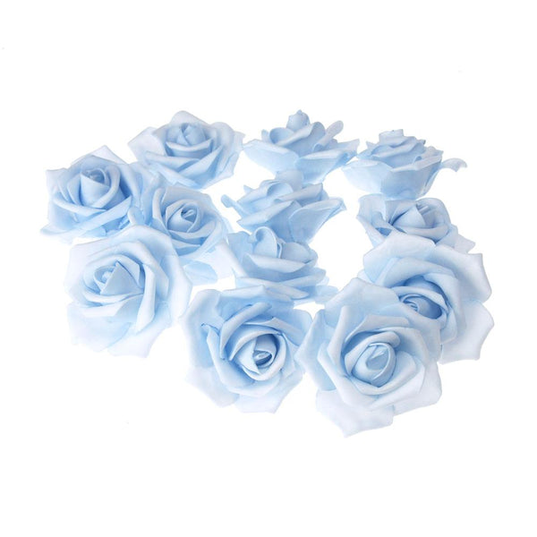 Foam Roses Flower Head Embellishment, 3-Inch, 12-Count, Blue
