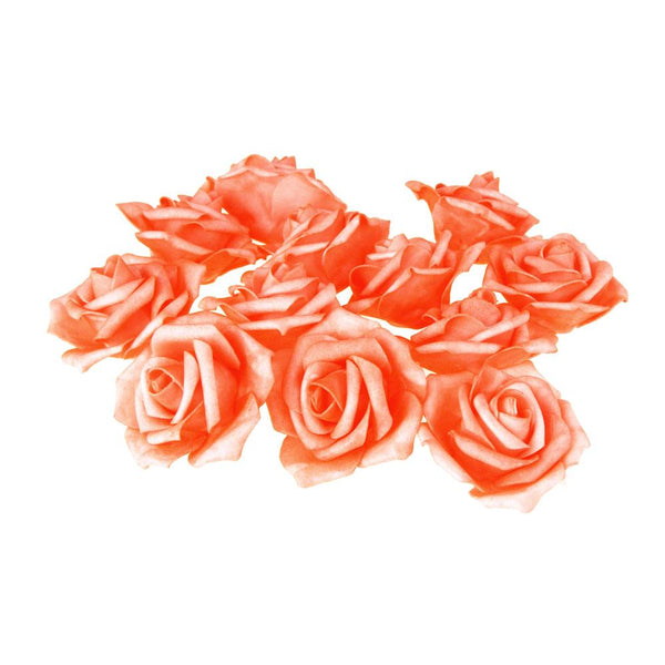 Foam Roses Flower Head Embellishment, 3-Inch, 12-Count, Coral