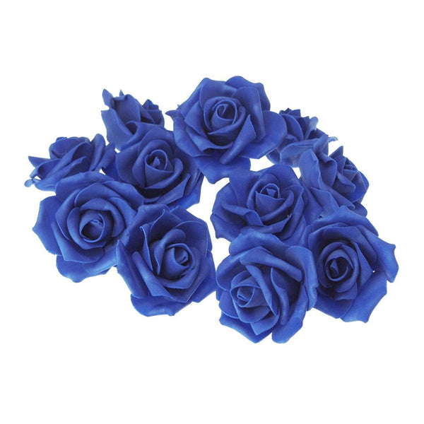 Foam Roses Flower Head Embellishment, 3-Inch, 12-Count, Royal Blue