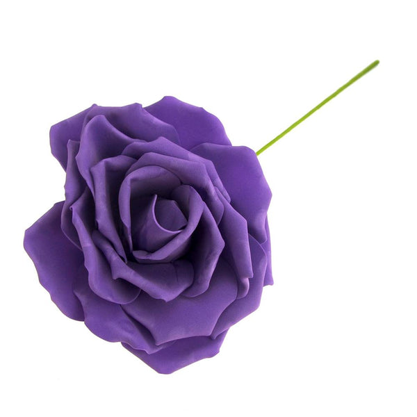 Rose Foam Flower with Stem, Purple, 9-Inch