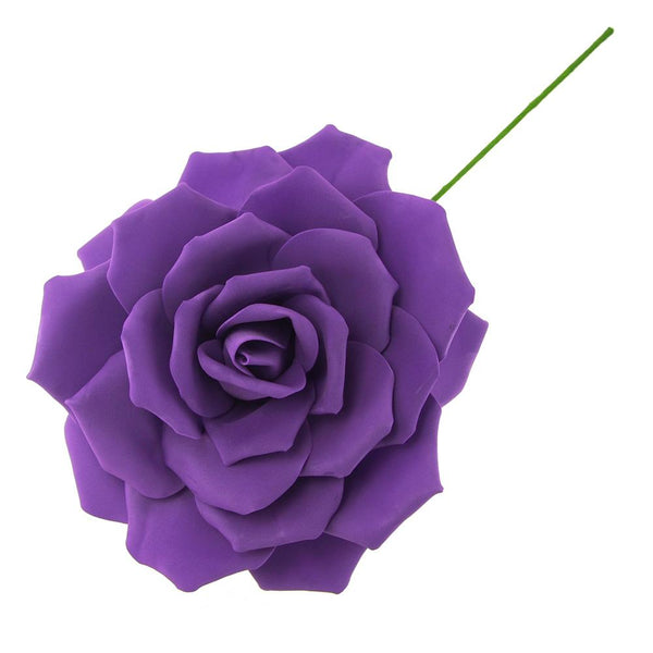 Rose Foam Flower with Stem, Purple, 13-Inch