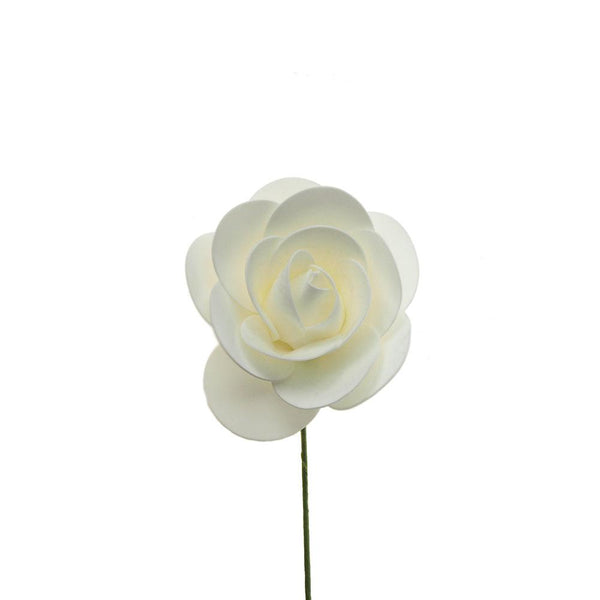 Rose Foam Flower With Stem, 8-Inch, Ivory