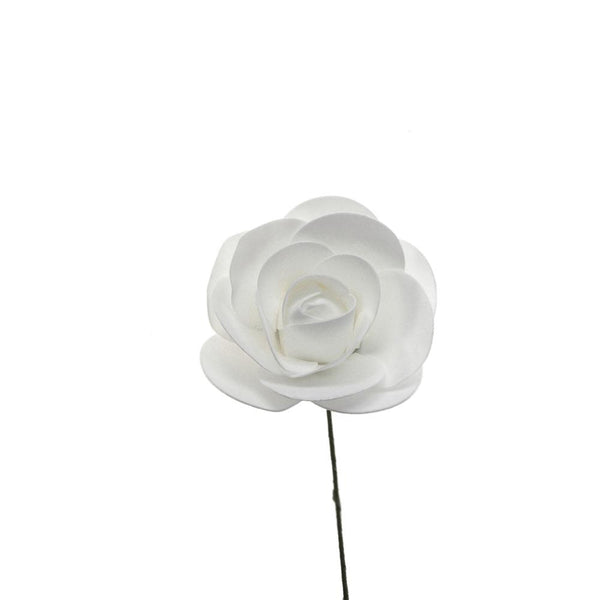 Rose Foam Flower With Stem, 8-Inch, White