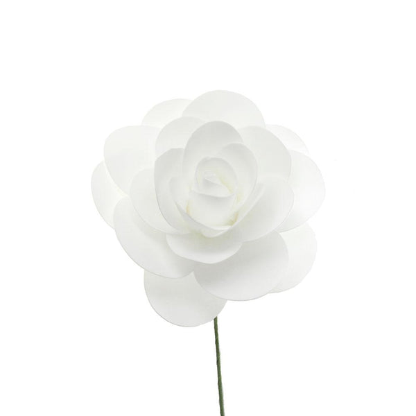 Rose Foam Flower With Stem, 12-Inch, White