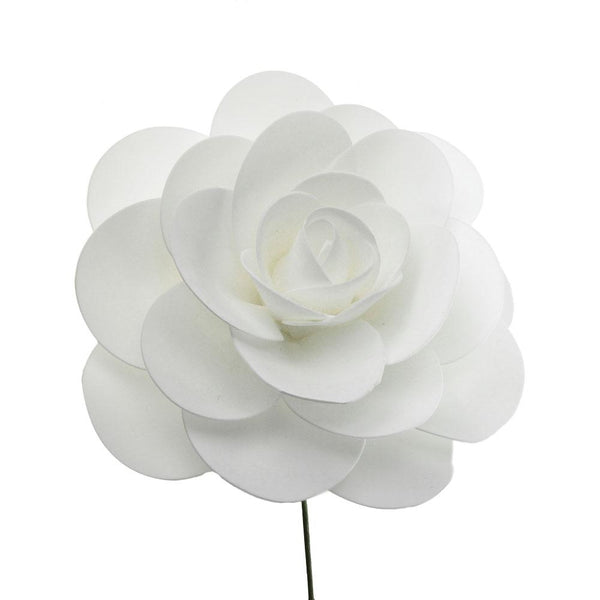 Rose Foam Flower With Stem, 16-Inch, White