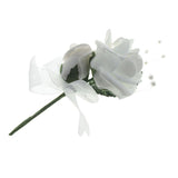 Foam Rose Flower with Pearl Beads, 5-1/2-Inch, 12-Count