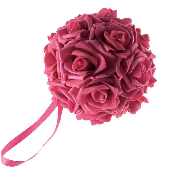 Soft Touch Flower Kissing Balls Wedding Centerpiece, 6-inch, Fuchsia