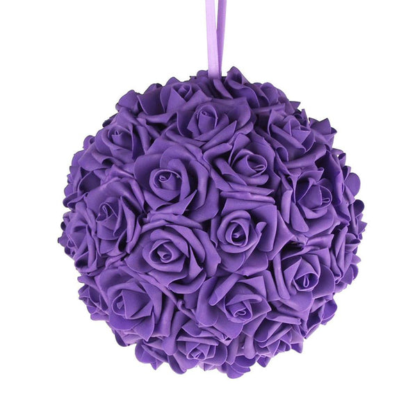 Soft Touch Flower Kissing Balls Wedding Centerpiece, 10-inch, Purple