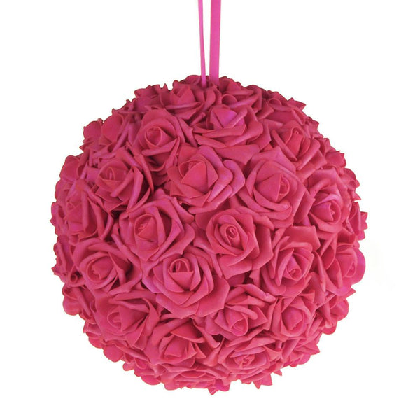 Soft Touch Flower Kissing Balls Wedding Centerpiece, 12-inch, Fuchsia