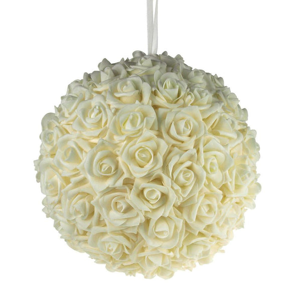 Soft Touch Flower Kissing Balls Wedding Centerpiece, 12-inch, Ivory
