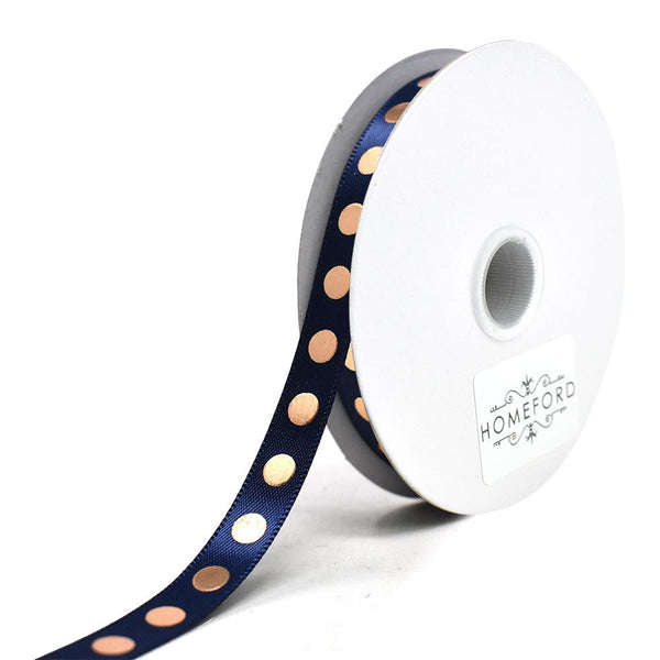 Metallic Pinpoint Accent Ribbon, Navy Blue, 3/8-Inch, 10-Yard