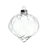 Fillable Glass Diamond Cut Onion Christmas Ornament, 3-Inch