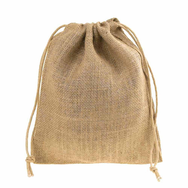 Burlap Favor Bags with Drawstrings, 12-Piece, 8-Inch x 10-Inch