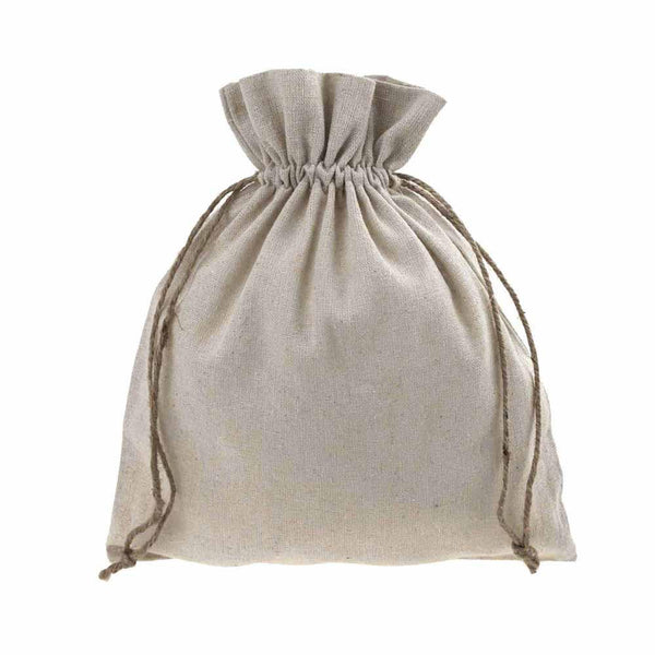 Natural Linen Favor Bags with Jute Drawstring, 8-Inch x 10-Inch, 12-Piece