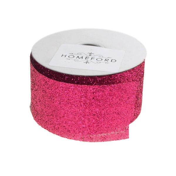 Princess Glitter Metallic Christmas Ribbon, 1-1/2-Inch, 4 Yards, Shocking Pink