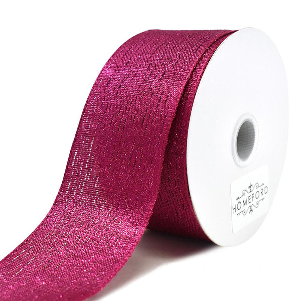 Vienna Metallic Glitter Wired Ribbon, Fuchsia, 1-1/2-Inch, 4-Yard