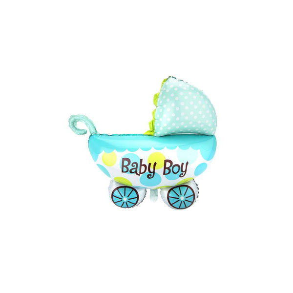Jumbo Baby Carriage Foil Balloon, 24-Inch, Blue