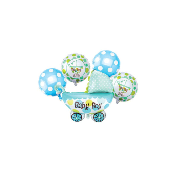 Jumbo Baby Carriage Foil Balloon, 24-Inch, 5-Piece, Blue